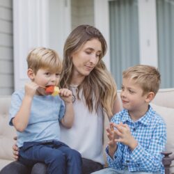 Mom and Rent-a-Romper Founder/CEO, Lauren Gregor, with her two boys.